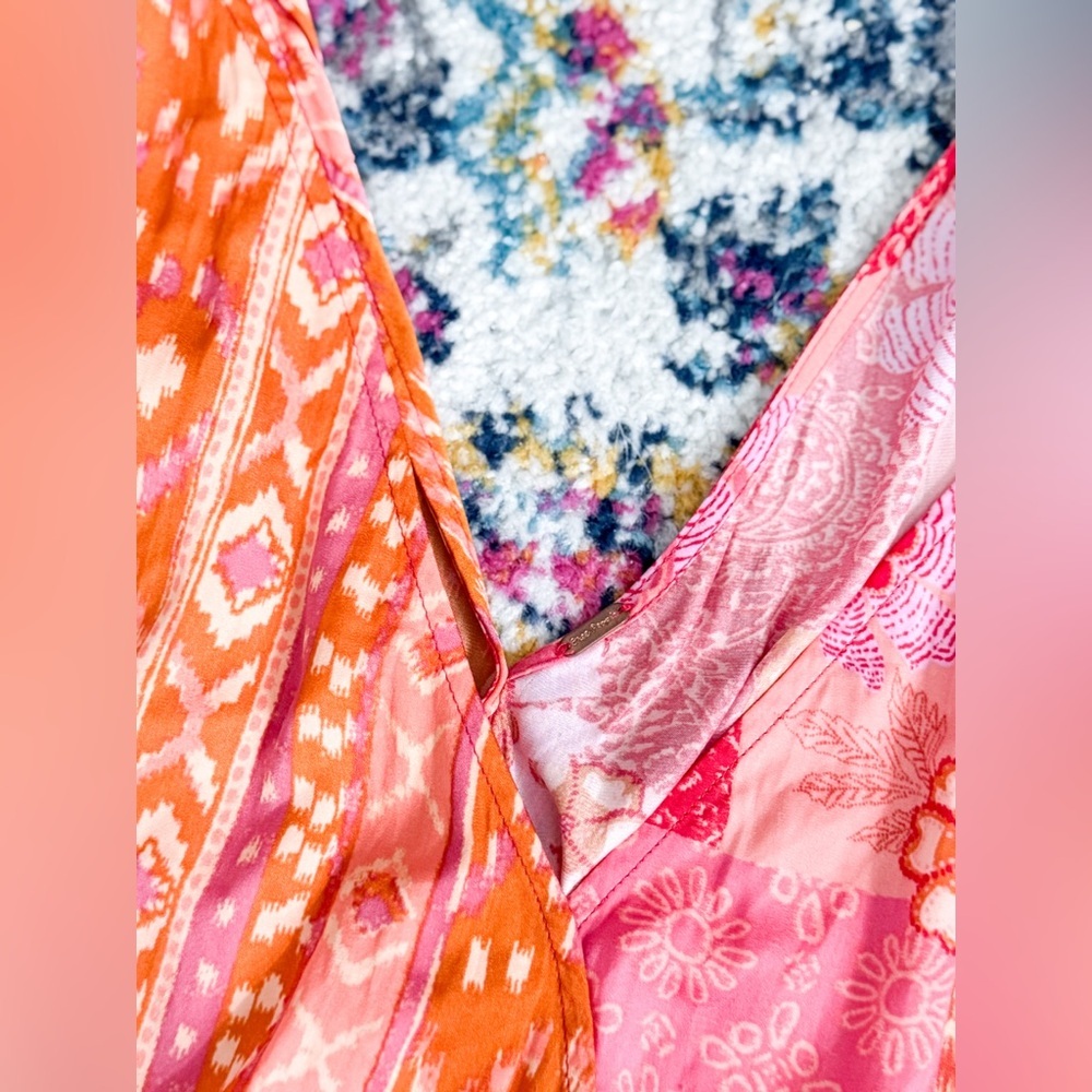 SOLD Free People Tied To You Tank Top Lemonade Combo Pink Orange - Picture 12 of 16
